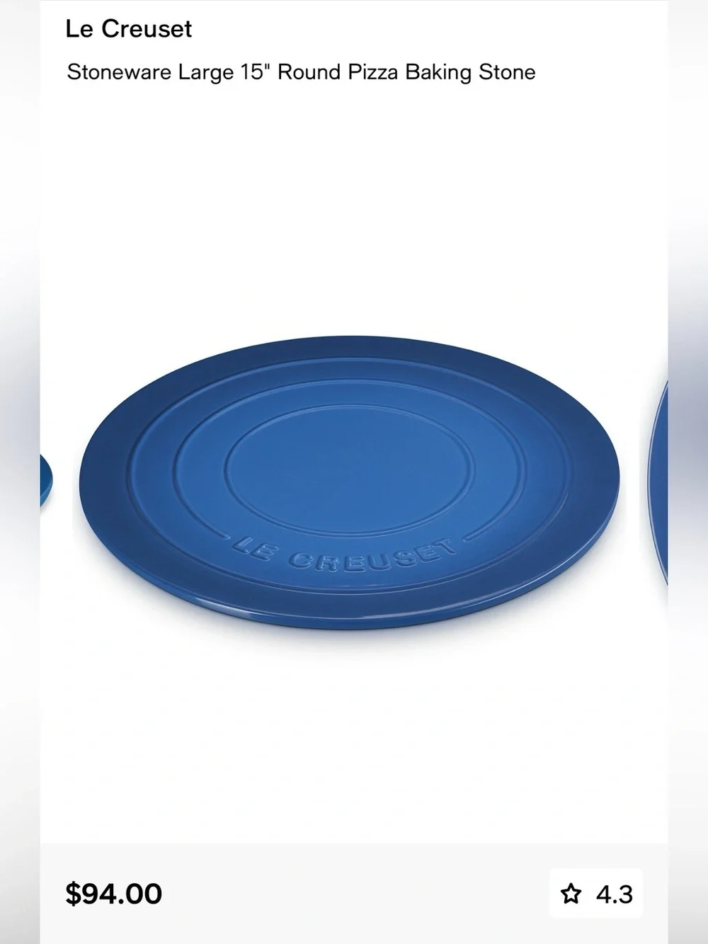 Le Creuset Blue Round Ceramic Pizza Stone